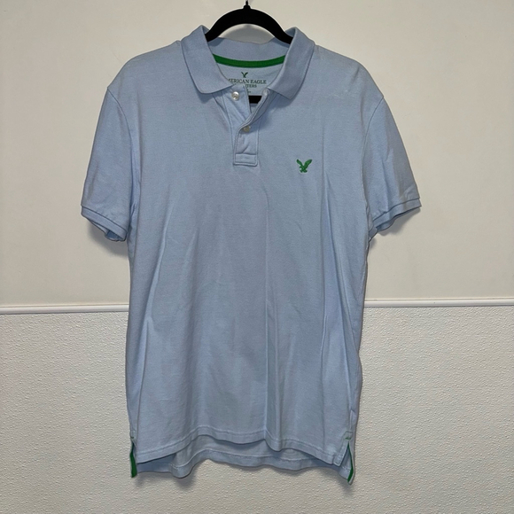 Men's American Eagle Outfitters Polo Shirt, M, Light Blue Green Logo - Picture 10 of 10